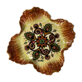 Vintage earthenware dish Quimper Fouillen floral decoration around 1950
