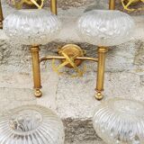 Set of 5 glass and brass sconces from the 70s