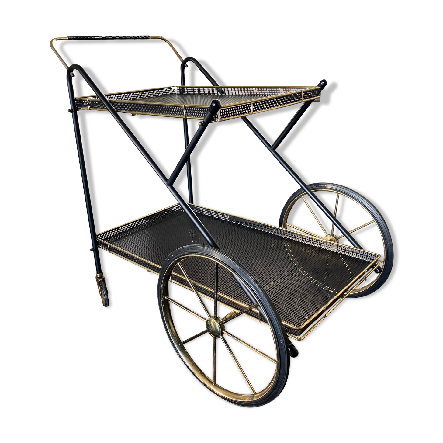 Vintage Italian brass and metal bar cart, 1950s