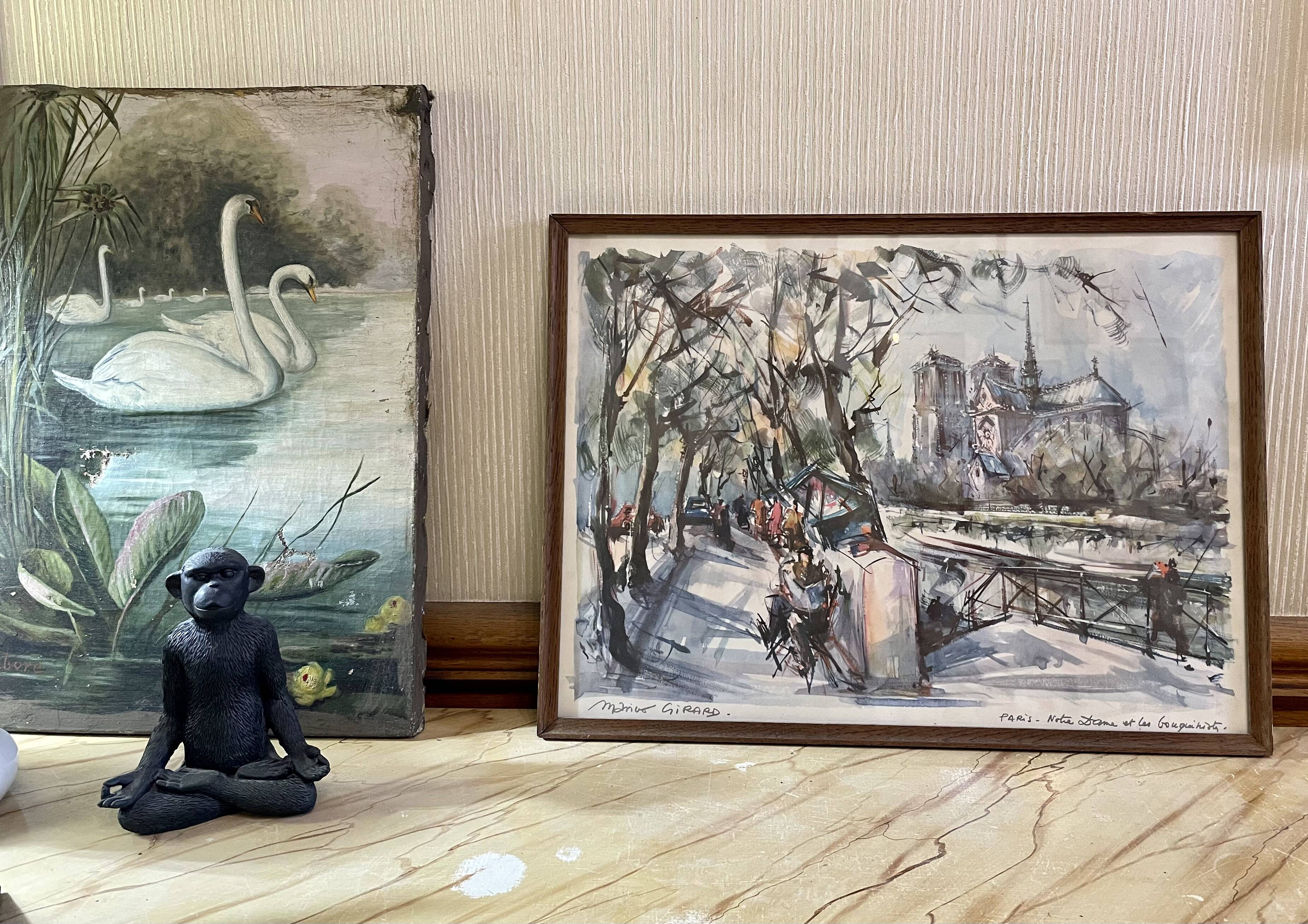 Lithographie ancienne Marius Girard Notre-Dame