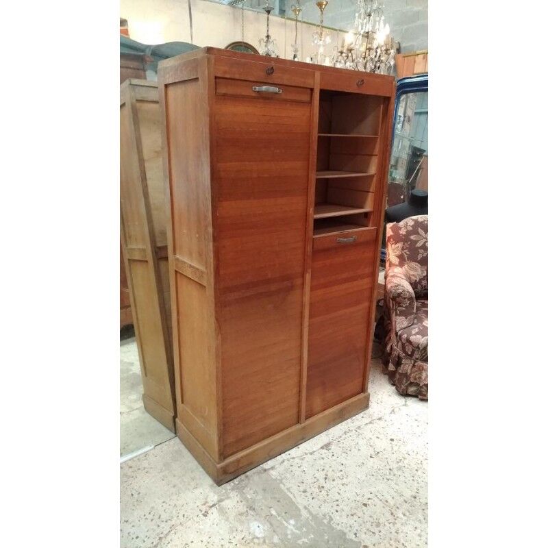 Cabinet wood double curtain