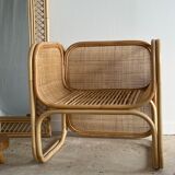 Rattan foot mirror with braces H:2m