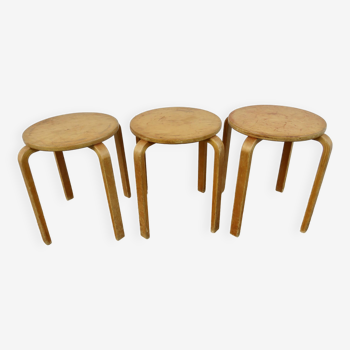 Set of 3 Alvar Aalto stools by Artek
