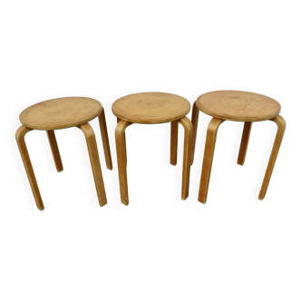 Set of 3 Alvar Aalto stools by Artek