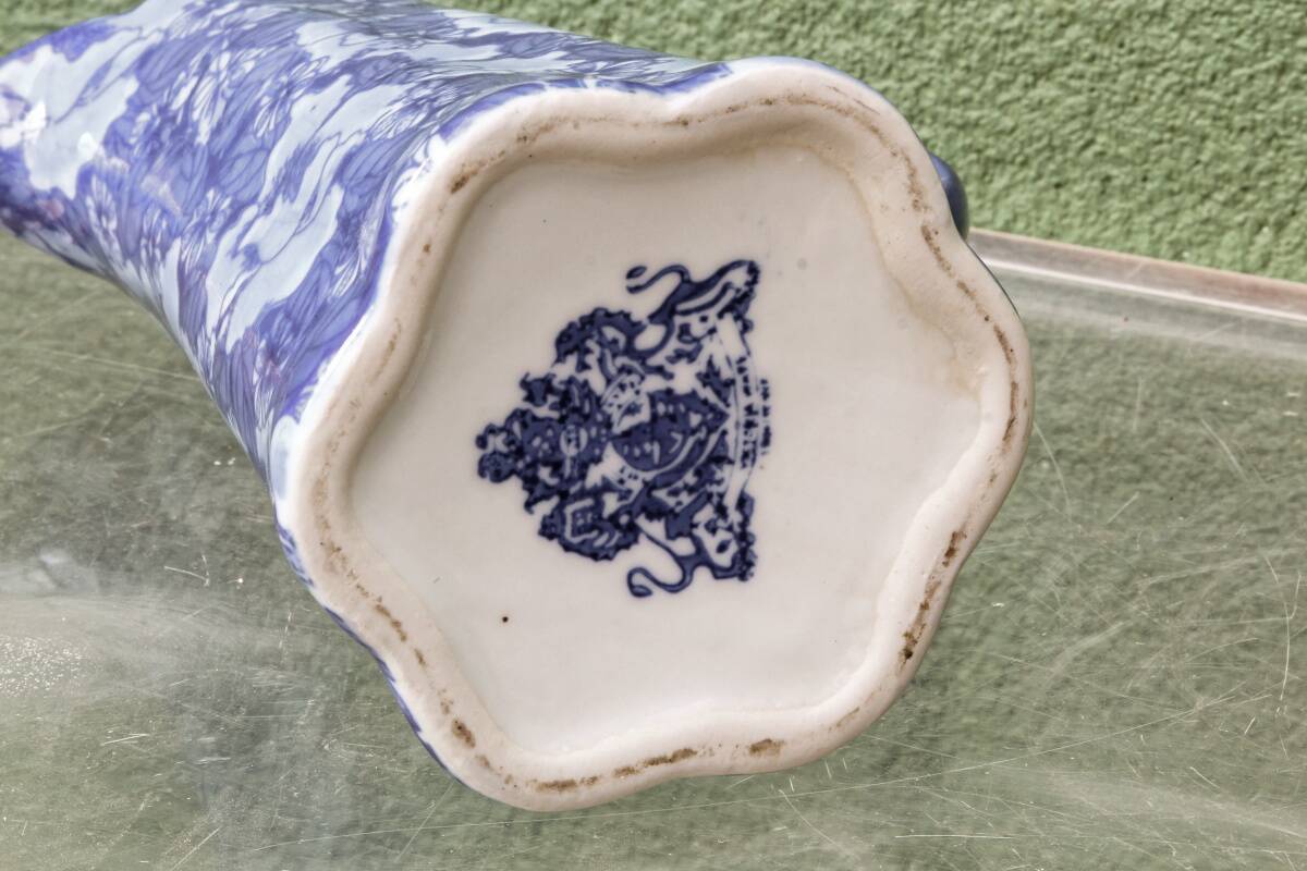 Fine English earthenware jug, cobalt blue decoration, Victoria Ware Ironstone.