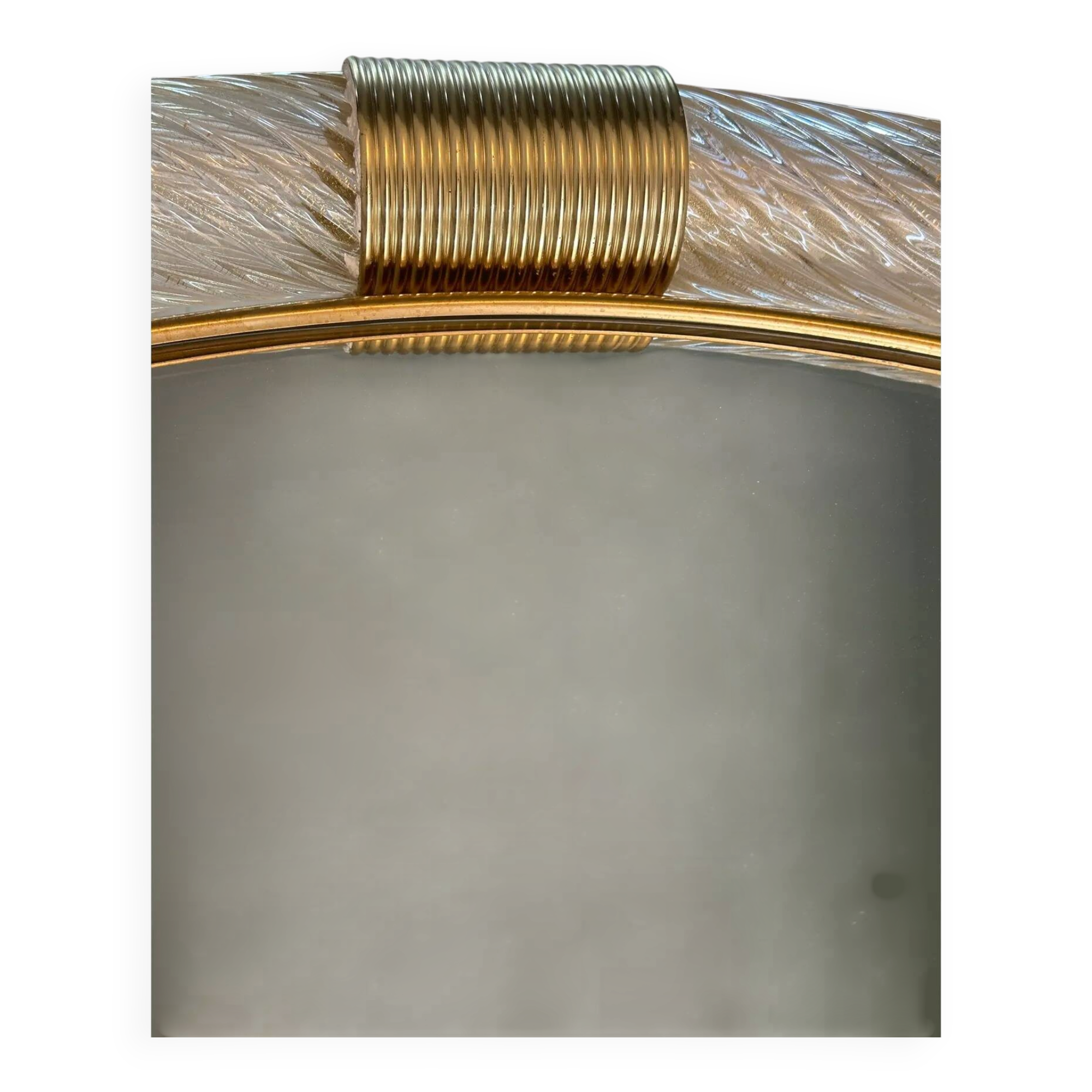 Luxury Round “Torciglione” Gold Murano Glass Wall Mirror in Barovier Style