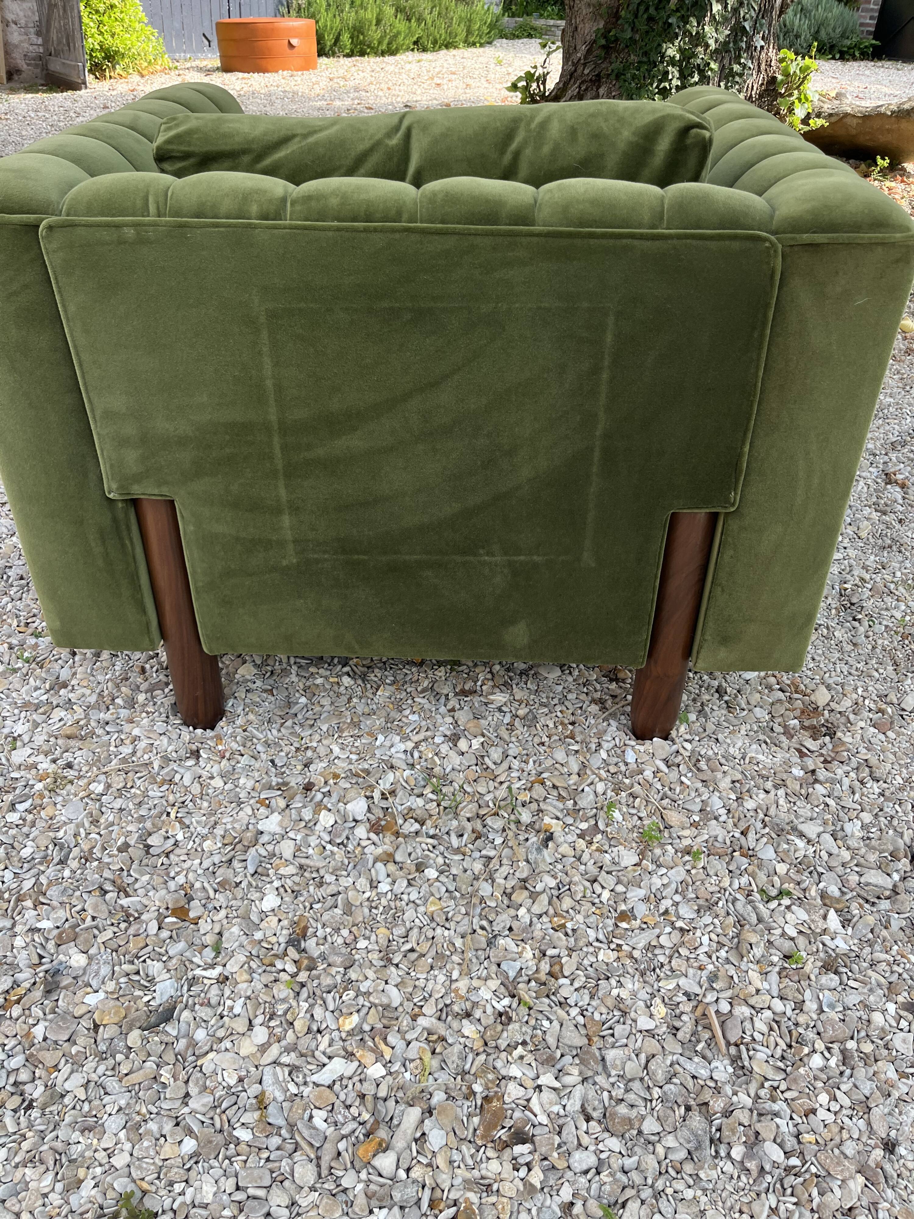 Green velvet club chair