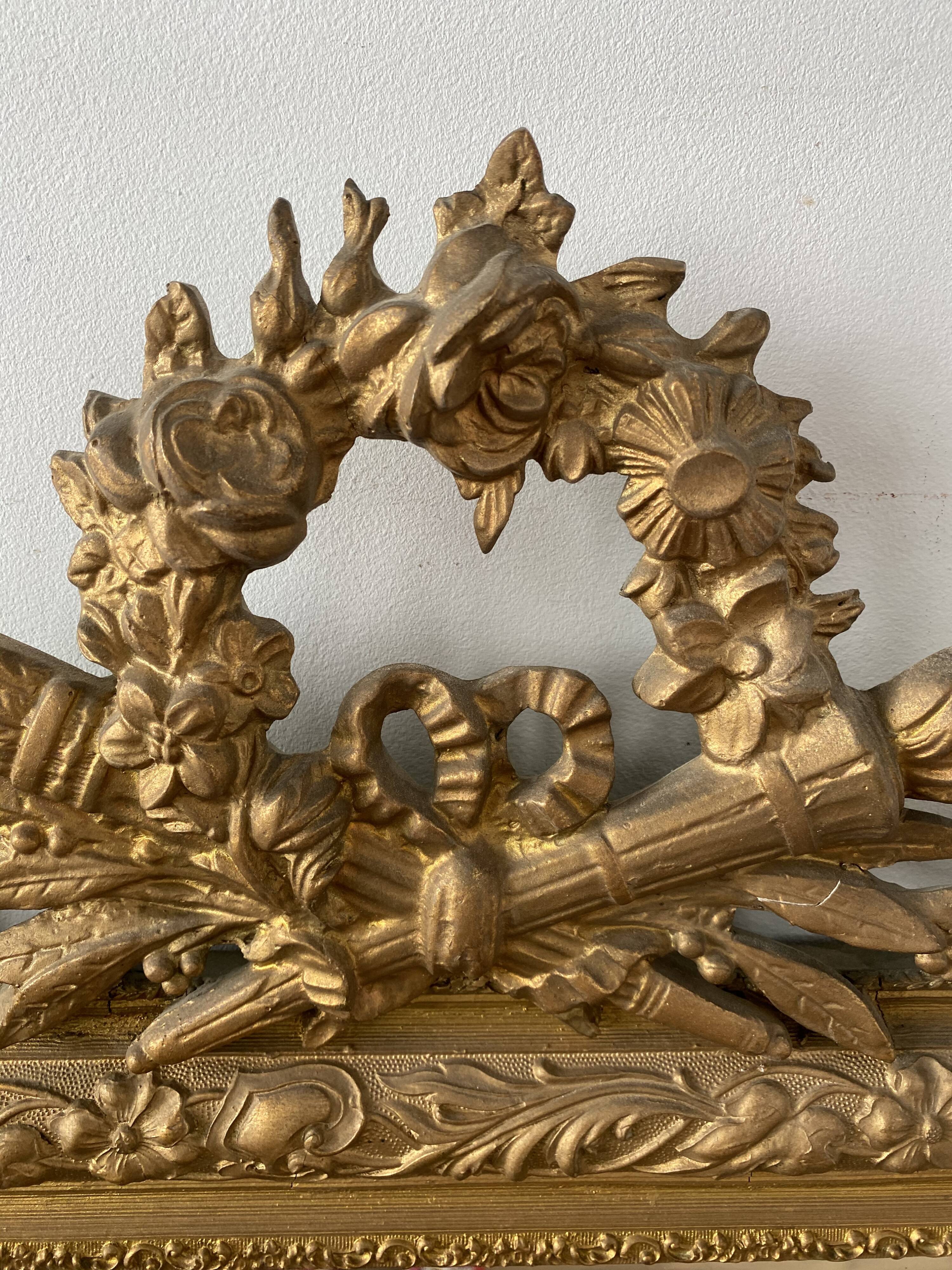 Old mirror with pediment  72x112cm