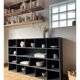 Meuble de métier, bibliothèque en bois peint