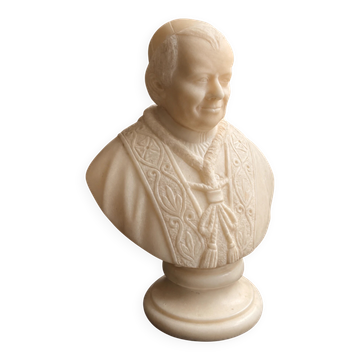 Buste ancien du pape Pie IX en albâtre sculpté – XIXe siècle