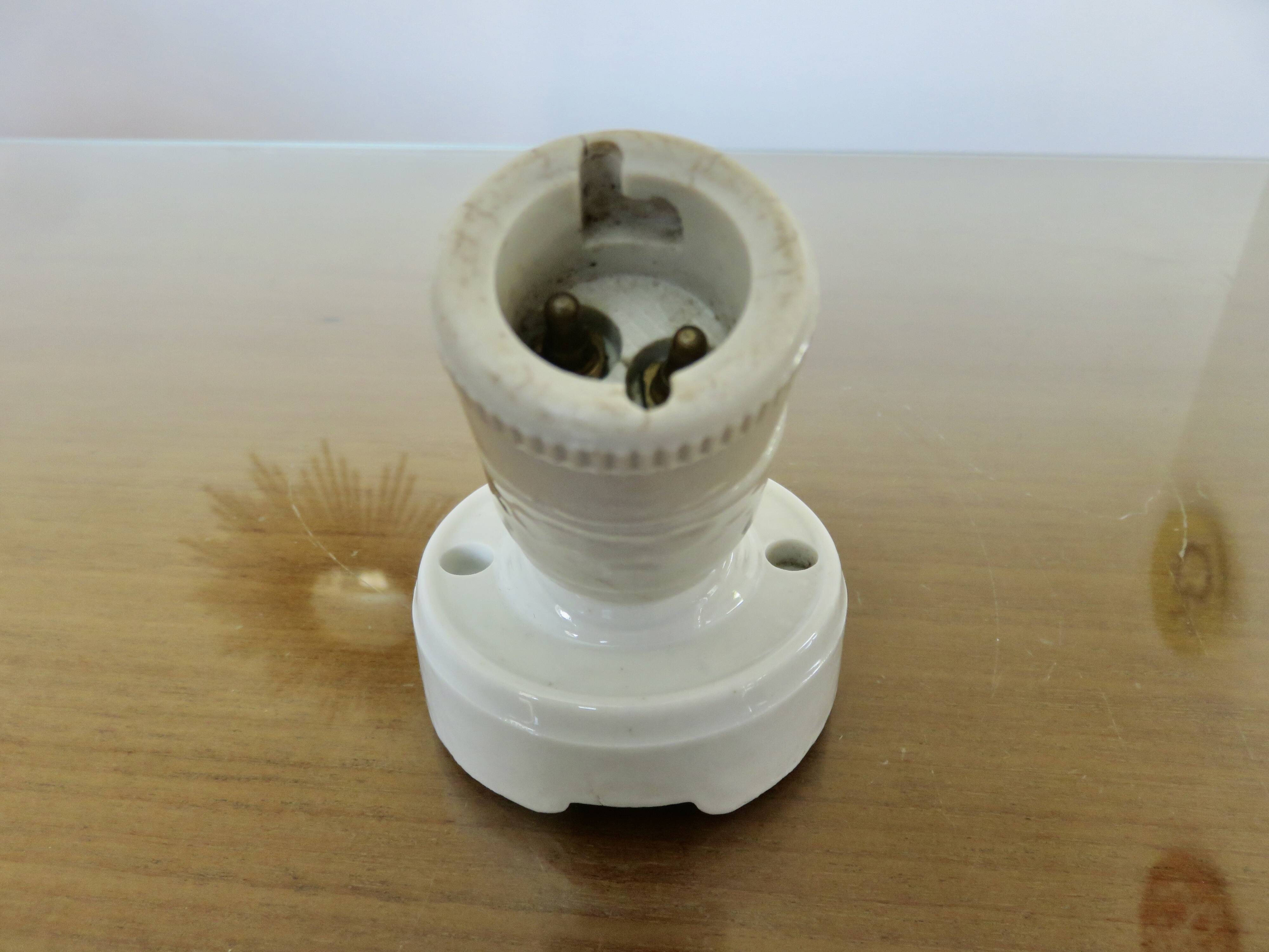 Minimalist art deco wall lamp, porcelain, 1930s-40s