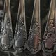 Pop-up Christmas 2022 Fish cutlery (3 knives and 3 forks) silver metal.
