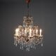 Pair of antique chandeliers in burnished iron and glass, 6 lights, Italy, 19th century.