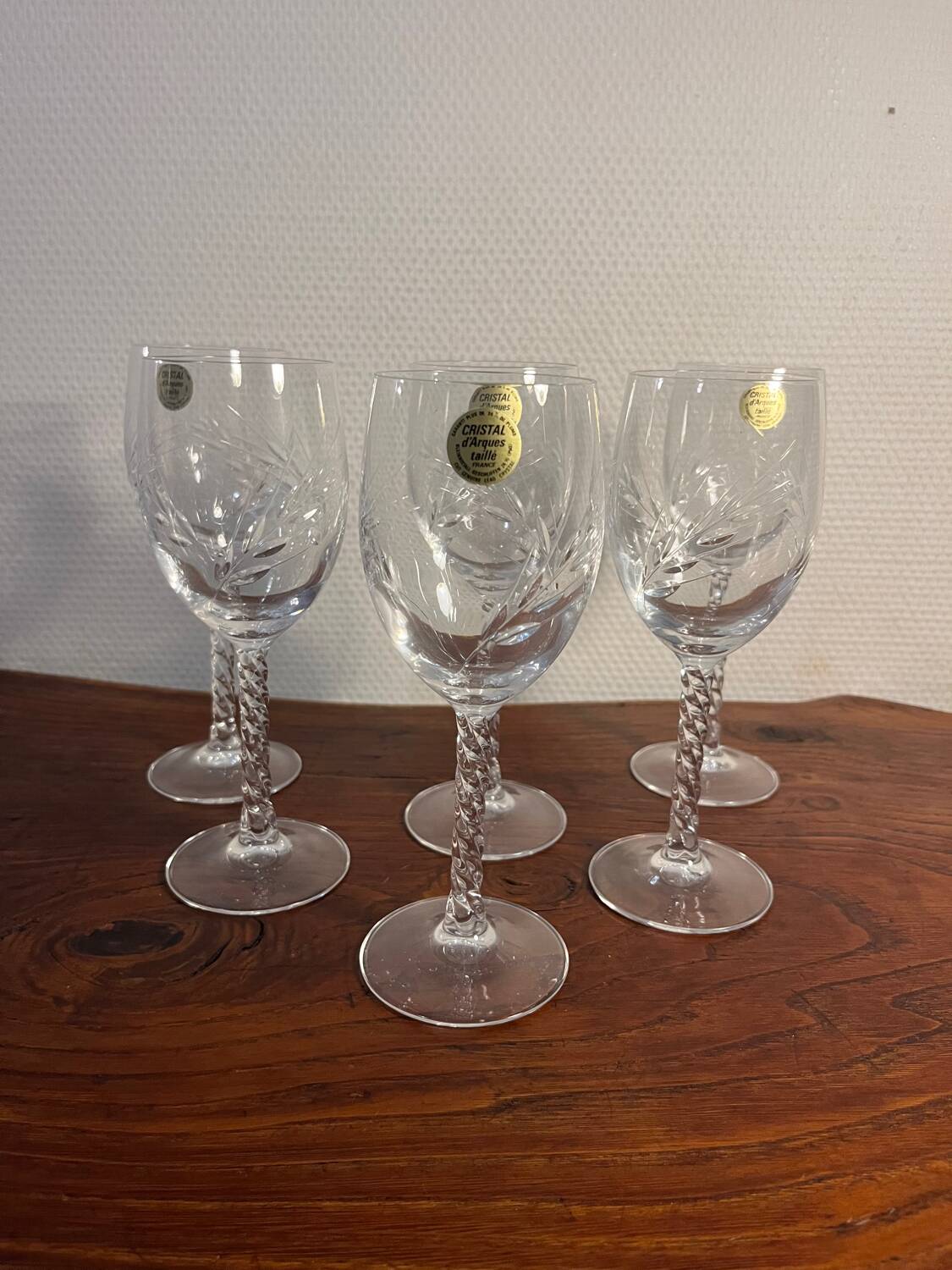 6 crystal wine and water stemmed glasses Fleury model