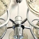 Large chrome and smoked glass chandelier 1970