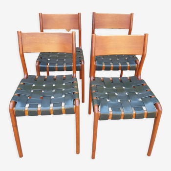 Set of 4 scandinavian teak chairs by piero palange and werther toffoloni montina