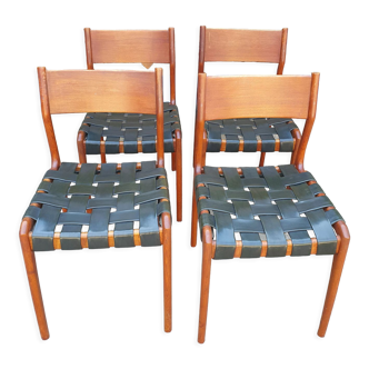 Set of 4 scandinavian teak chairs by piero palange and werther toffoloni montina