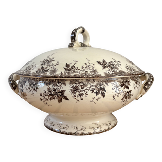 Antique ironstone soup tureen, Aplhand model from Sarreguemines