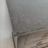 Chest of drawers in wood and gray marble with 4 drawers nineteenth century