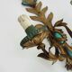 Pair of gold metal wall lights with turquoise glass inlay. 70