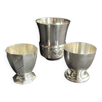 Timpani + 2 silver egg cups – Art Deco