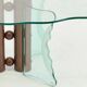 Vintage postmodern coffee table with wavy glass and wooden spheres
