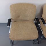 Suite of 5 armchairs with Steelcase Strafor armrests in chrome metal and wool fabric from the years
