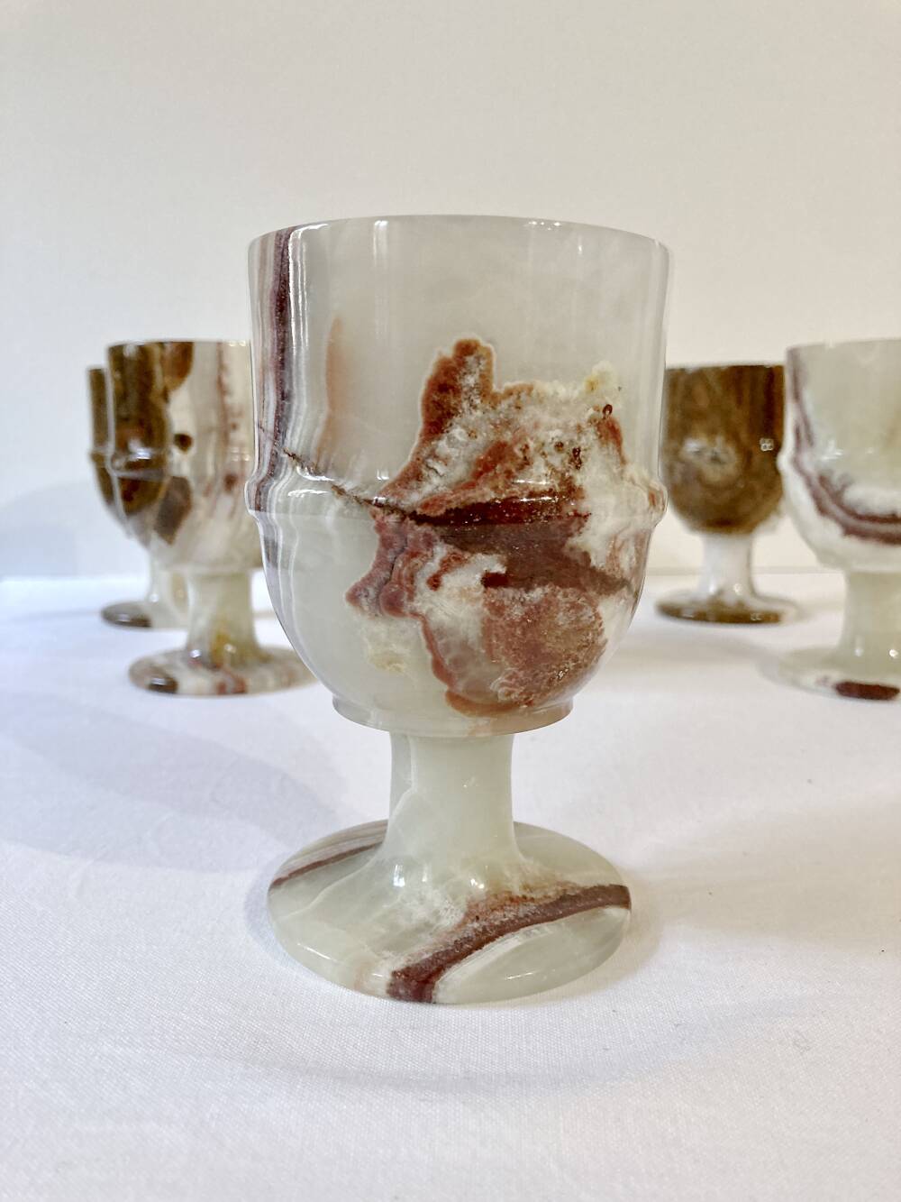 6 footed glasses in alabaster