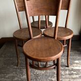 Set de 4 chaises bistrot Fischel en bois courbé chapeau de gendarme 1920