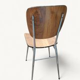 Pair of Vintage Chrome and Wood Chairs - 1980s - Formica