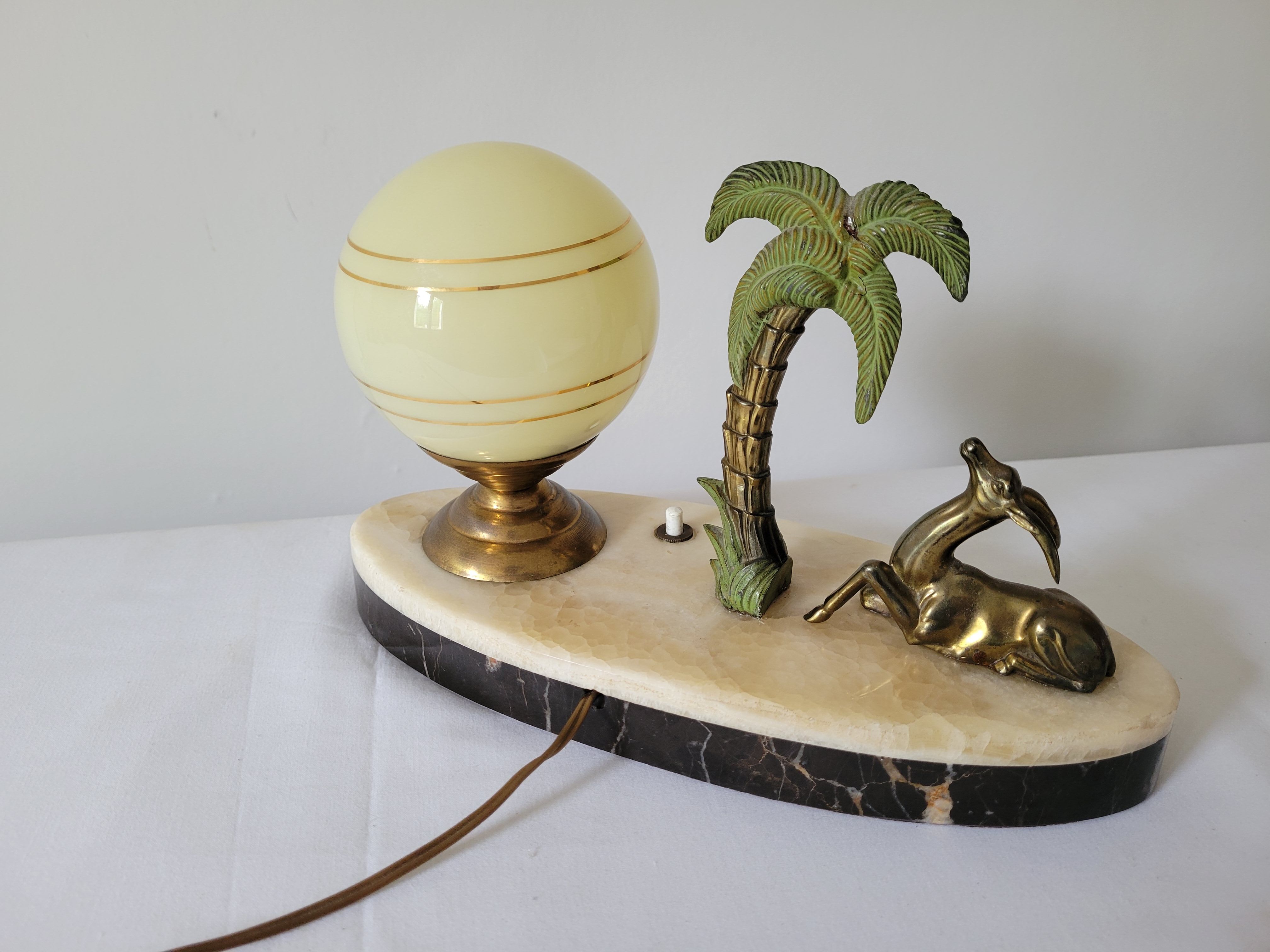 Marble night light lamp with antelope