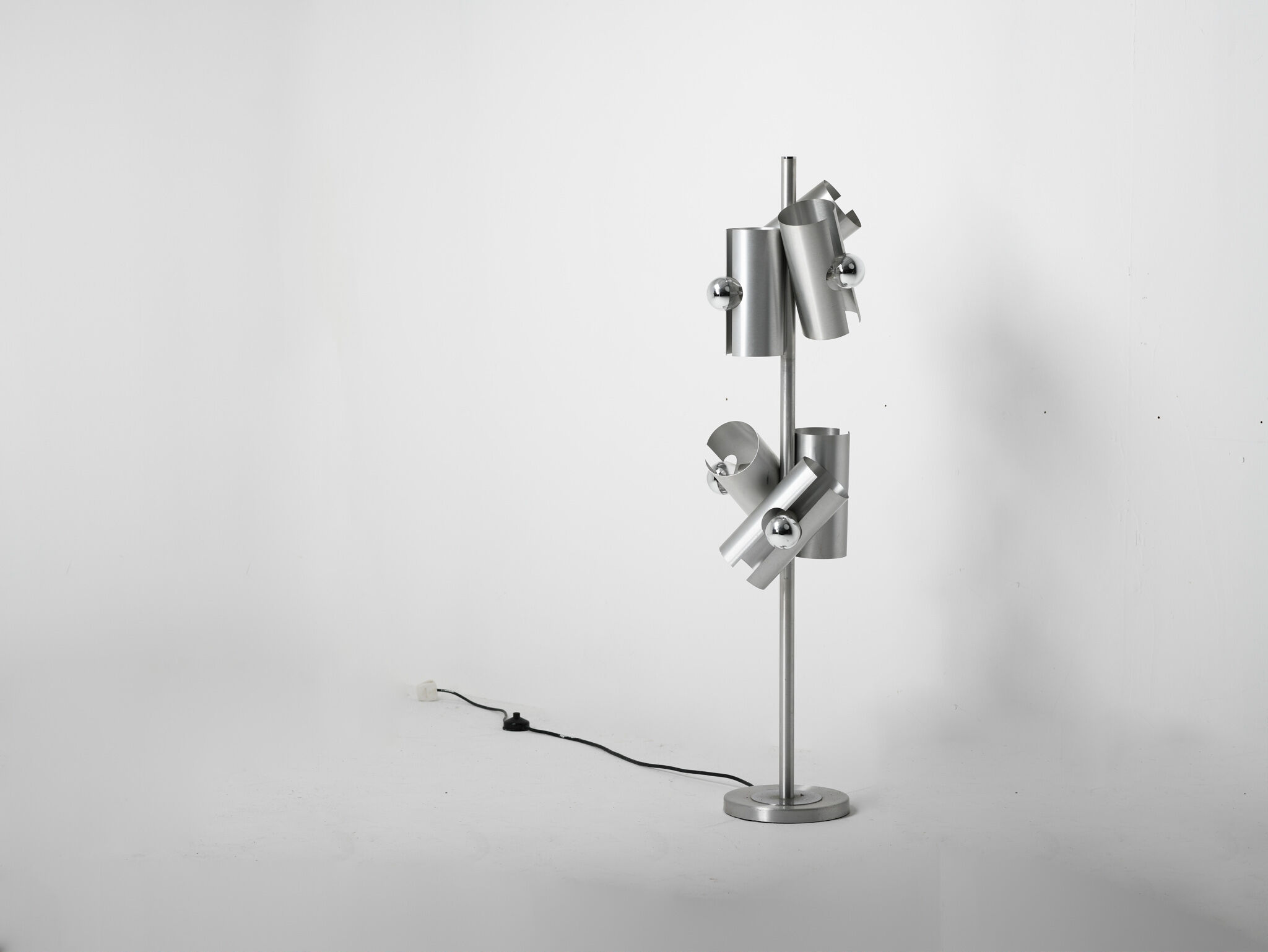 1970s Modernist Brushed Aluminium Floor Lamp