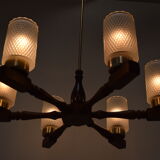 Mid-century wood chandelier  by Inva Litomerice,1970's