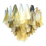 Venetian Amber and Fumè Multicolor “Rondini” Murano Glass Chandelier