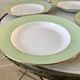 4 hollow plates Saint-Amand 60s pastel almond green
