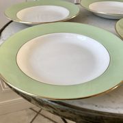4 hollow plates Saint-Amand 60s pastel almond green