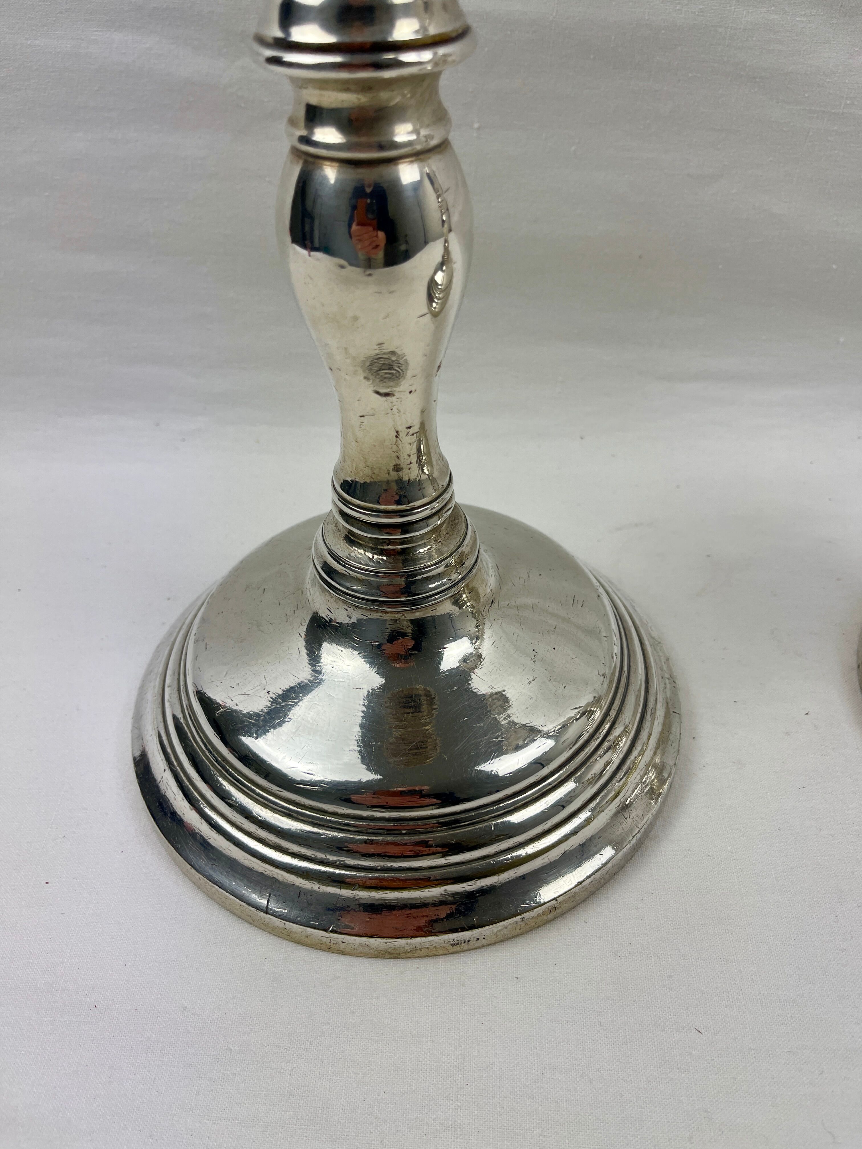 Pair of candle picnickers in silvered bronze