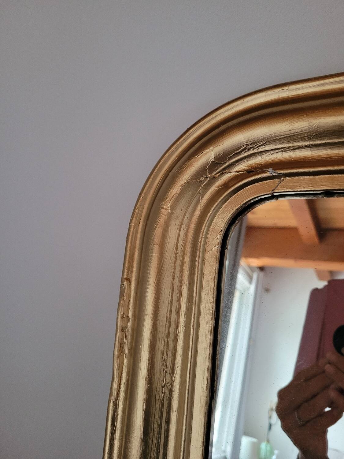 Louis Philippe wooden and gilded stucco mirror