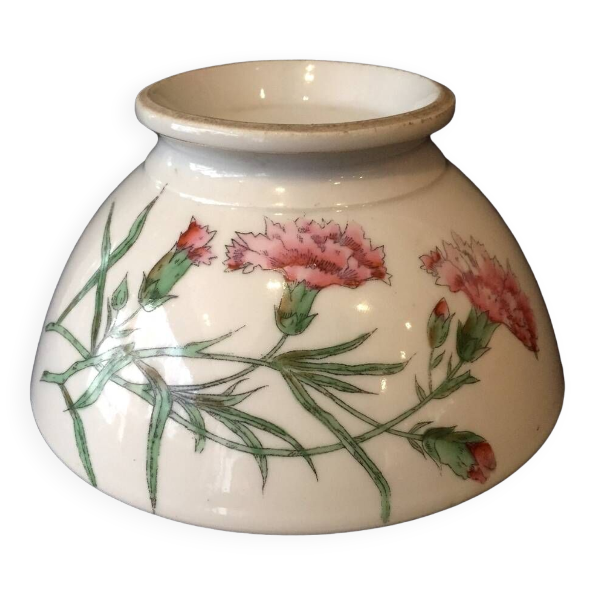 Old bowl with floral decoration soup coffee salad country decor