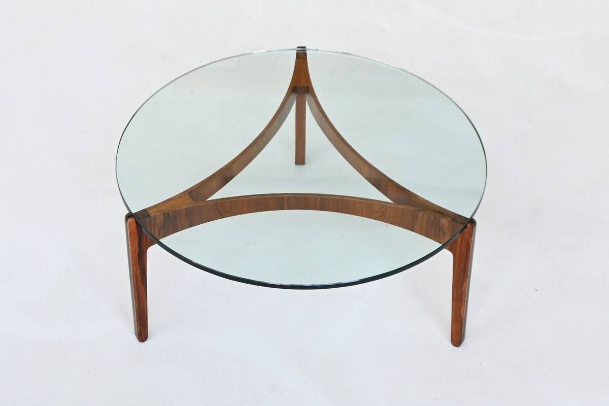 Sven Ellekaer sculptural coffee table rosewood Linneberg Denmark 1962