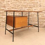 Modernist desk with suspended drawer unit, French work from the 1950s.