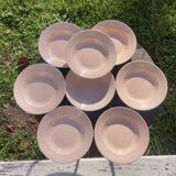 8 hollow plates Digoin Sarreguemines powder pink old