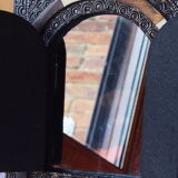 Vintage Moroccan mirror with chiseled pewter shutters