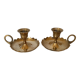 Pair of brass cellar rat candle holders