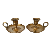 Pair of brass cellar rat candle holders