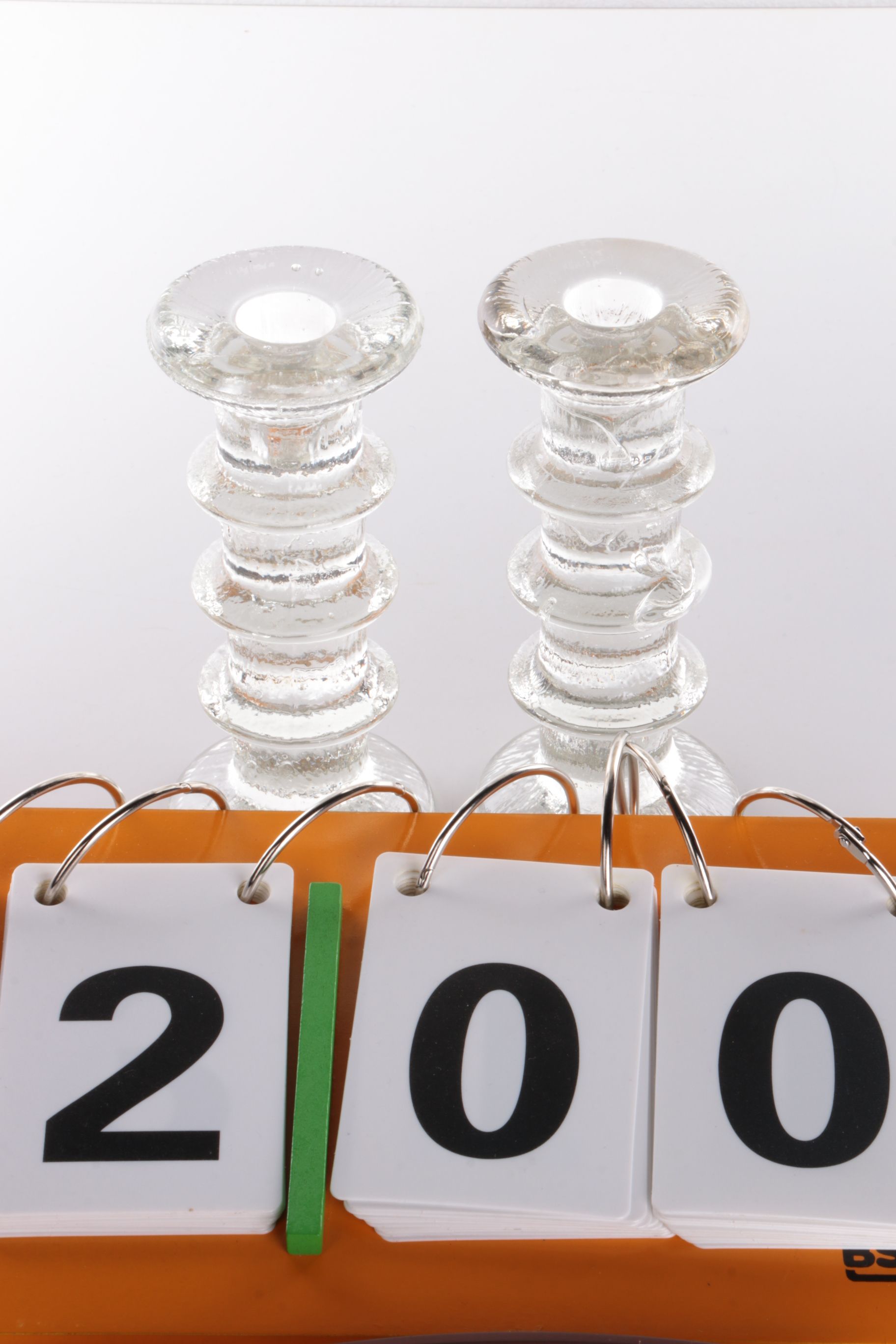 Vintage set of 2 glass candlesticks design by staffan gellerstedt 1960s