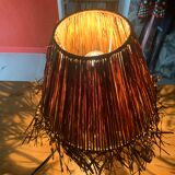 Wood lamp and raffia