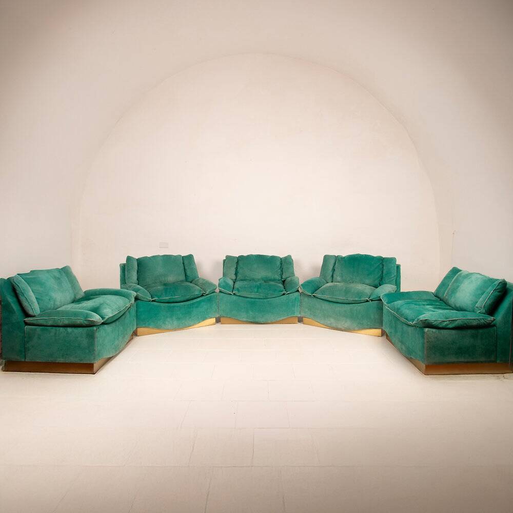 Set of 5 Stropiccio armchairs by Luciano Frigerio for Frigerio di Desio 1975