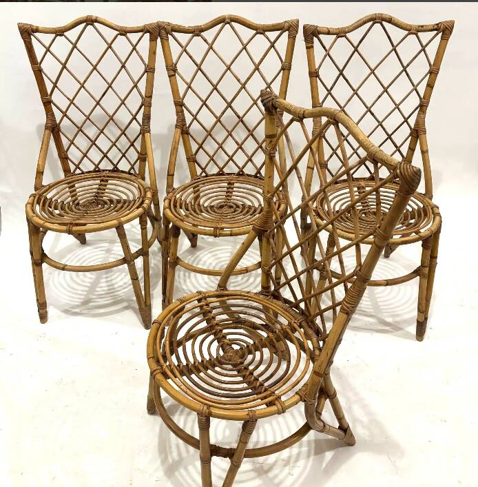 Set of 4 rattan chairs from the 60s