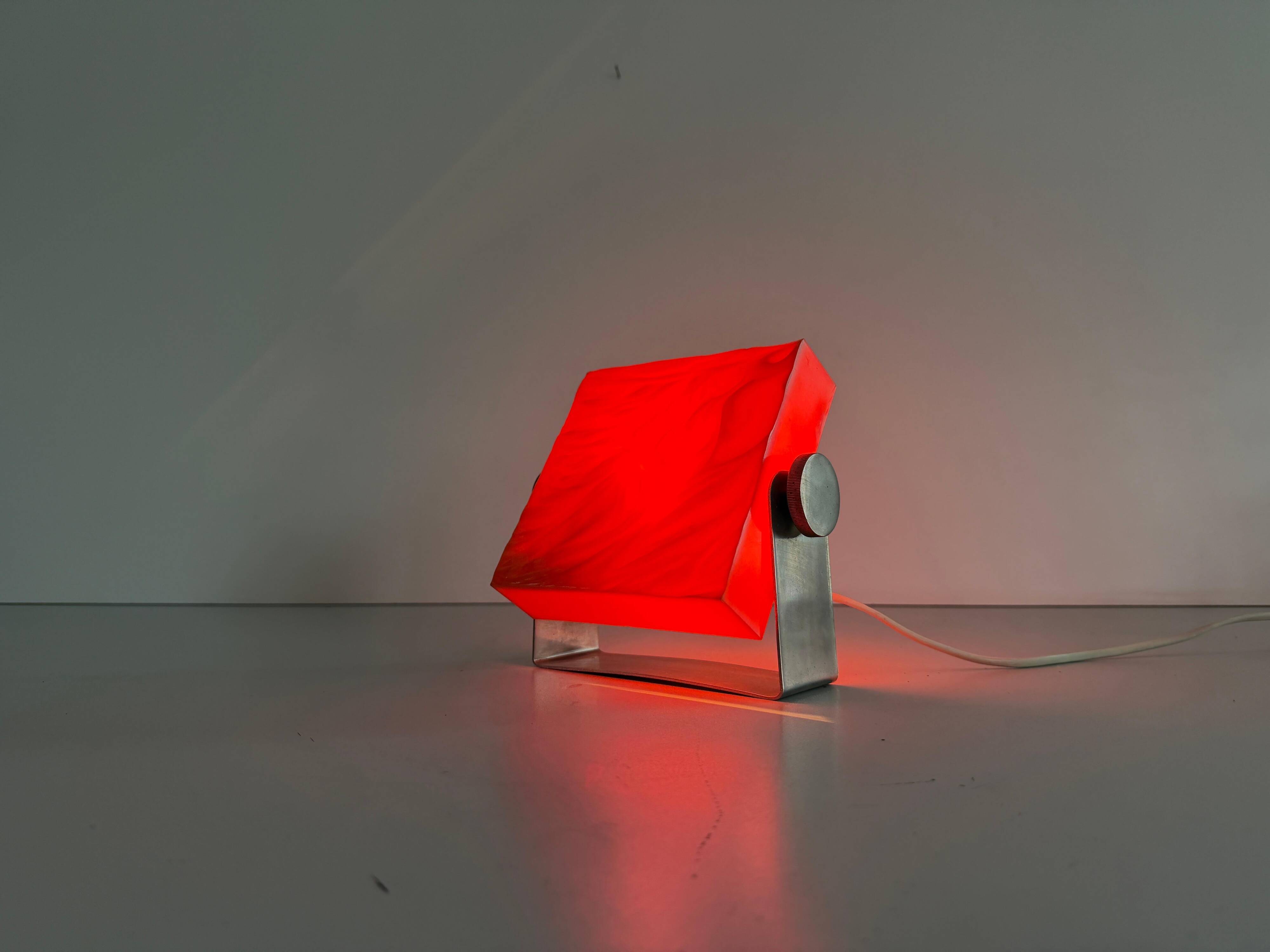 Orange Pop Art ambient night lamp in plexiglass by Uwe Mersch Design, 1970s, Germany.
